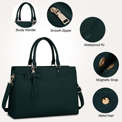 Dakuly Laptoptassen voor vrouwen, 15,6 inch, dameshandtassen, draagtas, grote werktassen, PU-lederen ontwerper-schoudertas voor zakelijk gebruik, kantoor, winkelen of universiteit