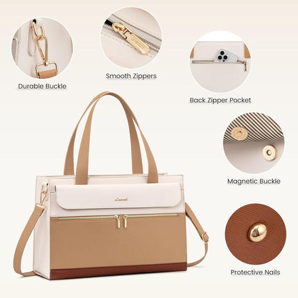 LOVEVOOK Laptoptassen voor vrouwen dames werktassen grote draagtas met laptopvak designer handtas stijlvolle PU-lederen aktetas voor school schoudertas voor kantoor en bedrijf