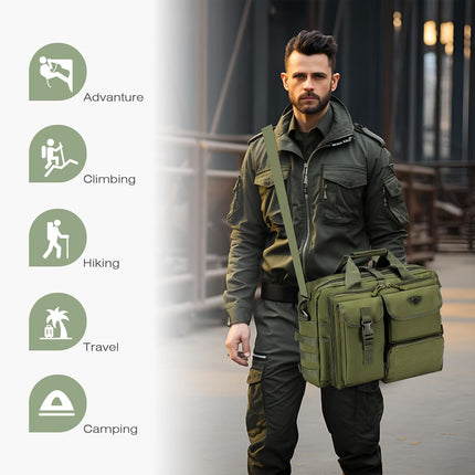 SPAHER Aktetas Heren Werktas Heren Laptoptas 14/15.6/17.3 Inch Zakelijk Tactische Tas Militaire Tas Schoudertas Messenger Bag Heren Cadeau voor Dames Heren