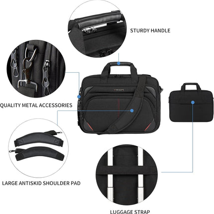 KROSER laptoptas 15,6 inch zakelijke tas laptop schoudertas waterafstotende schoudertas duurzame tablet hoes met RFID-tassen voor college/heren/vrouwen/mannen/dames