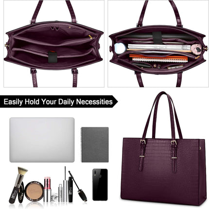 Lubardy Laptoptassen voor vrouwen, boodschappentas, 15.6 inch lederen grote dameshandtas, werktas, designer zaken-, schouder-, winkel- of kantoortas