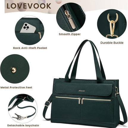 LOVEVOOK Laptoptassen voor vrouwen dames werktassen grote draagtas met laptopvak designer handtas stijlvolle PU-lederen aktetas voor school schoudertas voor kantoor en bedrijf