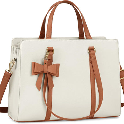 Dameshandtas voor de universiteit, PU-lederen draagtas, grote werktas, tas voor laptop van 15,6 inch, schoudertas, zwart