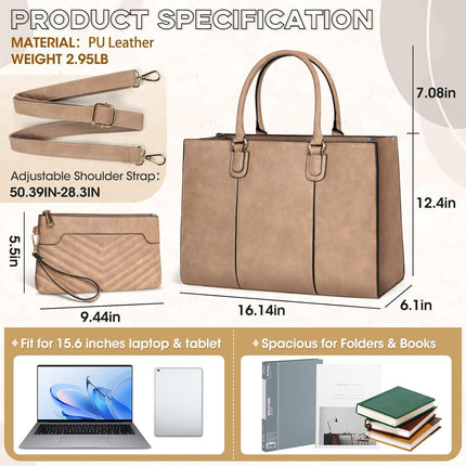 NEWHEY Laptoptassen voor vrouwen 15,6 inch laptop draagtas voor kantoor