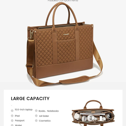 LOVEVOOK Laptoptas Dames, Waterdichte Werktas Handtas Grote Schooltas Shopper Zakelijke Tas Aktetas Lerarentas, Leren Tote Bag Notebooktas voor Kantoor Universiteit