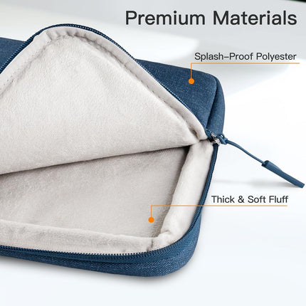 Sierra Laptop Mouw Case voor 14-Inch MacBook MacBook Air/Pro, MacBook Pro M4 / M3 / M2 / M1 2021-2024, Waterdichte Tas Hoes met Zak, Compatibel met 14 Inch Notitieboekje (Marine)