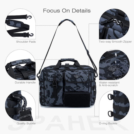 SPAHER Aktetas Heren Werktas Heren Laptoptas 14/15.6/17.3 Inch Zakelijk Tactische Tas Militaire Tas Schoudertas Messenger Bag Heren Cadeau voor Dames Heren