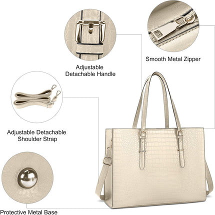 Lubardy Laptoptassen voor vrouwen, boodschappentas, 15.6 inch lederen grote dameshandtas, werktas, designer zaken-, schouder-, winkel- of kantoortas