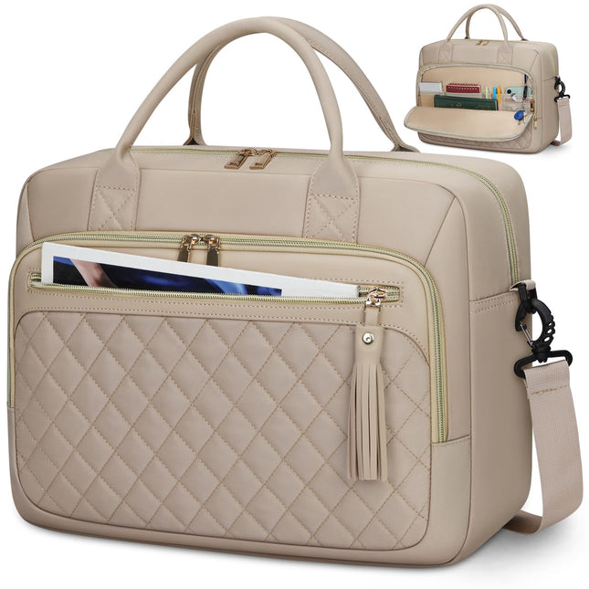 RAINSMORE Laptoptas 17,3 inch aktetas voor vrouwen grote laptoptas computertas voor zakelijk kantoor