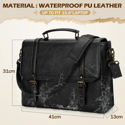 IGOLUMON Aktetas heren waterdichte schoudertas heren 15,6 inch laptoptas vintage werktas messenger bag laptop schoudertassen bruin