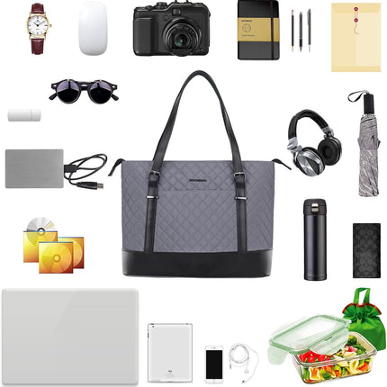 KROSER Laptoptas 15,6" Grote Schoudertas Waterafstotend Lichtgewicht Nylon Computerdraagtas Dames Stijlvolle handtas voor Werk/Bedrijf/School/Universiteit/Teizen