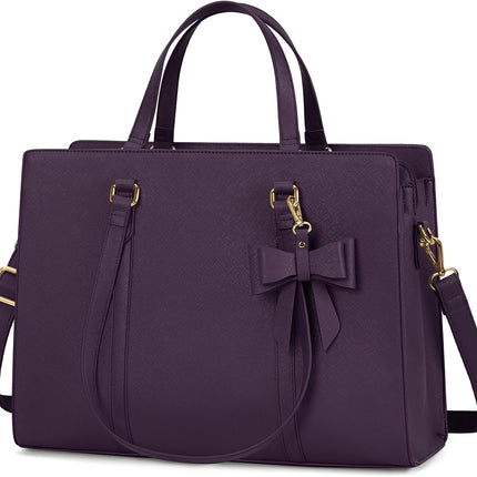 Dameshandtas voor de universiteit, PU-lederen draagtas, grote werktas, tas voor laptop van 15,6 inch, schoudertas, zwart