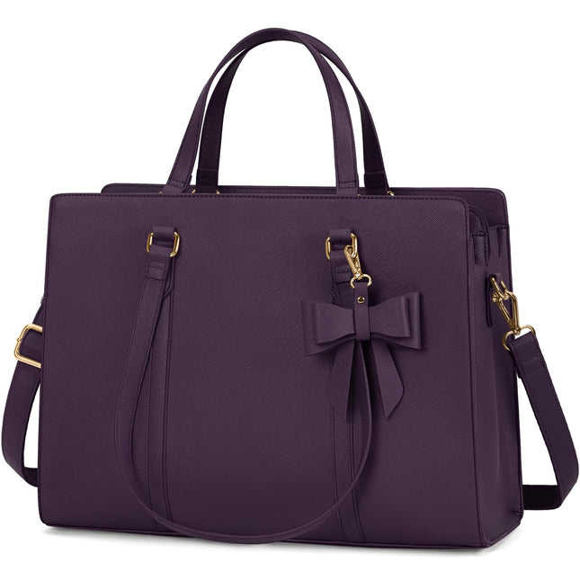 Dameshandtas voor de universiteit, PU-lederen draagtas, grote werktas, tas voor laptop van 15,6 inch, schoudertas, zwart