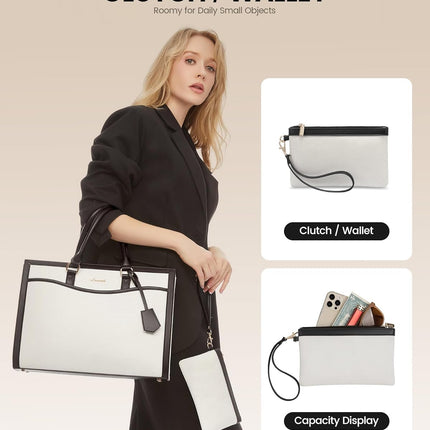 LOVEVOOK Laptoptas 15,6 inch zwarte handtas dames grote shopper tas lederen tote bag werktas schoudertas aktetas uni tas lerarentas schoudertas schoudertas voor business school