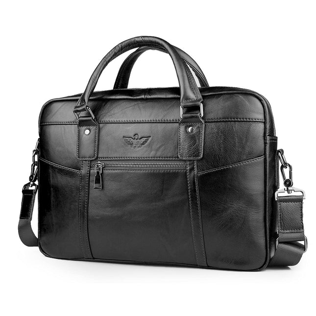 BAGZY Aktetas Leer 15,6 inch Laptoptas Heren Zakelijke Schoudertas Groot Vintage Business Tassen Aktetas A4 Documenten Messenger Bag Echt Leer Cadeaus voor Mannen voor Zakenreis/Kantoor/College