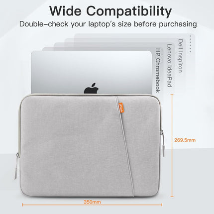 Sierra Laptop Mouw Case voor 14-Inch MacBook MacBook Air/Pro, MacBook Pro M4 / M3 / M2 / M1 2021-2024, Waterdichte Tas Hoes met Zak, Compatibel met 14 Inch Notitieboekje (Licht Grijs)