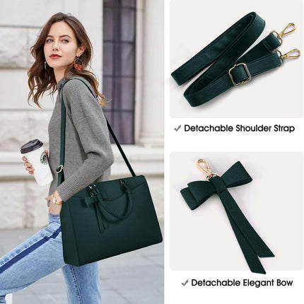 Dakuly Laptoptassen voor vrouwen, 15,6 inch, dameshandtassen, draagtas, grote werktassen, PU-lederen ontwerper-schoudertas voor zakelijk gebruik, kantoor, winkelen of universiteit