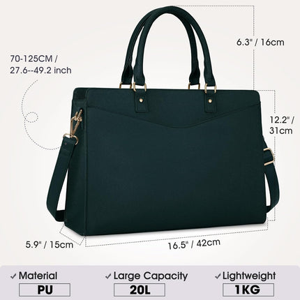 Dakuly Laptoptassen voor vrouwen, 15,6 inch, dameshandtassen, draagtas, grote werktassen, PU-lederen ontwerper-schoudertas voor zakelijk gebruik, kantoor, winkelen of universiteit