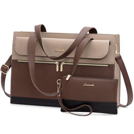 LOVEVOOK Laptoptassen voor vrouwen dames werktassen grote draagtas met laptopvak designer handtas stijlvolle PU-lederen aktetas voor school schoudertas voor kantoor en bedrijf