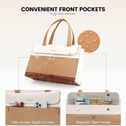 LOVEVOOK Laptoptassen voor vrouwen dames werktassen grote draagtas met laptopvak designer handtas stijlvolle PU-lederen aktetas voor school schoudertas voor kantoor en bedrijf