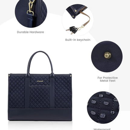 LOVEVOOK Laptoptas Dames, Waterdichte Werktas Handtas Grote Schooltas Shopper Zakelijke Tas Aktetas Lerarentas, Leren Tote Bag Notebooktas voor Kantoor Universiteit