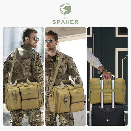 SPAHER Aktetas Heren Werktas Heren Laptoptas 14/15.6/17.3 Inch Zakelijk Tactische Tas Militaire Tas Schoudertas Messenger Bag Heren Cadeau voor Dames Heren