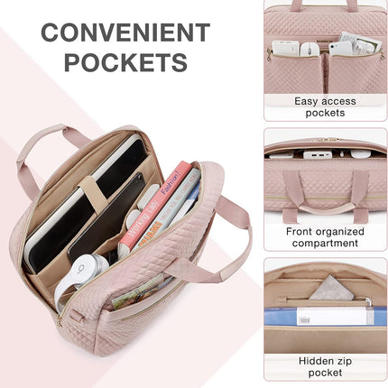 Sierra Laptoptas, 15,6-inch aktetas voor vrouwen, grote laptoptas, computertas, kantoor, reizen, zaken, roze, 17.3Inch