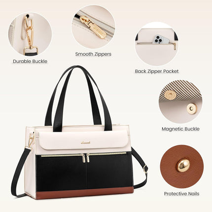 LOVEVOOK Laptoptassen voor vrouwen dames werktassen grote draagtas met laptopvak designer handtas stijlvolle PU-lederen aktetas voor school schoudertas voor kantoor en bedrijf