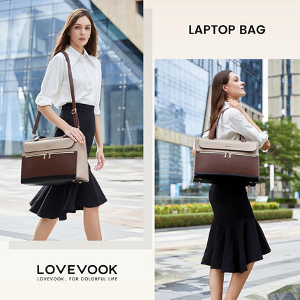 LOVEVOOK Laptoptassen voor vrouwen dames werktassen grote draagtas met laptopvak designer handtas stijlvolle PU-lederen aktetas voor school schoudertas voor kantoor en bedrijf