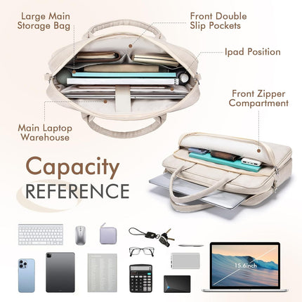 BAGZY Laptoptas 15.6 inch, Business Aktetas Werktas Laptoptas Schoudertas Lerarentas Met Schouderriem Handtas voor Kantoor