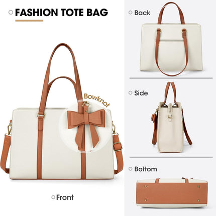 Dameshandtas voor de universiteit, PU-lederen draagtas, grote werktas, tas voor laptop van 15,6 inch, schoudertas, zwart