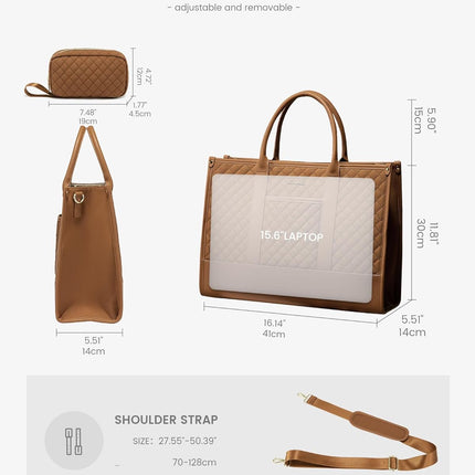 LOVEVOOK Laptoptas Dames, Waterdichte Werktas Handtas Grote Schooltas Shopper Zakelijke Tas Aktetas Lerarentas, Leren Tote Bag Notebooktas voor Kantoor Universiteit