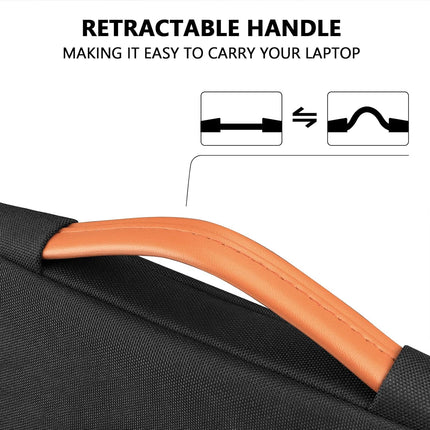 Sierra Laptop Hoes Sleeve Draagtas voor 15,6 Inch HP Lenovo Acer Dell Samsung notebook, MacBook Pro 16 Inch Cover met Intrekbare Handgreep, Zwart
