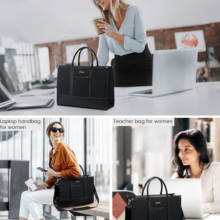 LOVEVOOK Laptoptas Dames, Waterdichte Werktas Handtas Grote Schooltas Shopper Zakelijke Tas Aktetas Lerarentas, Leren Tote Bag Notebooktas voor Kantoor Universiteit