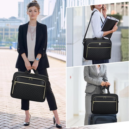 NEWHEY Tas voor 17,3 inch laptop, dames-werktas, waterdicht, grote tas, schoudertas, aktetas, voor kantoor, universiteit, school