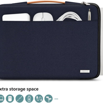 Sierra Laptop Hoes Sleeve Draagtas voor 15,6 Inch HP Lenovo Acer Dell Samsung notebook, MacBook Pro 16 Inch Cover met Intrekbare Handgreep, Donkerblauw