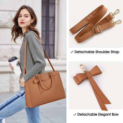 Dakuly Laptoptassen voor vrouwen, 15,6 inch, dameshandtassen, draagtas, grote werktassen, PU-lederen ontwerper-schoudertas voor zakelijk gebruik, kantoor, winkelen of universiteit