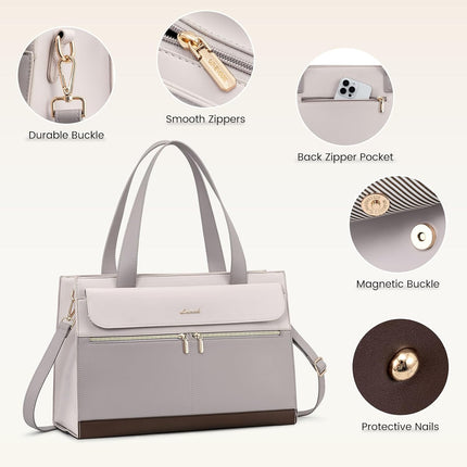 LOVEVOOK Laptoptassen voor vrouwen dames werktassen grote draagtas met laptopvak designer handtas stijlvolle PU-lederen aktetas voor school schoudertas voor kantoor en bedrijf