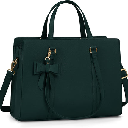 Dameshandtas voor de universiteit, PU-lederen draagtas, grote werktas, tas voor laptop van 15,6 inch, schoudertas, zwart