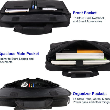 Taygeer Laptoptas 15,6 inch premium waterafstotende laptop kantoor aktetas lichtgewicht messenger tas met verstelbare schouderriem en meerdere compartimenten voor mannen vrouwen reizen business school