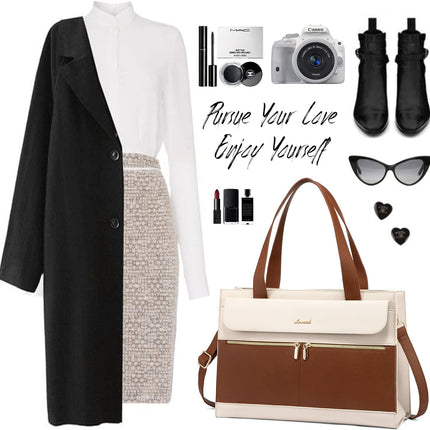 LOVEVOOK Laptoptassen voor vrouwen dames werktassen grote draagtas met laptopvak designer handtas stijlvolle PU-lederen aktetas voor school schoudertas voor kantoor en bedrijf