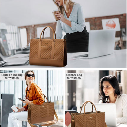 LOVEVOOK Laptoptas Dames, Waterdichte Werktas Handtas Grote Schooltas Shopper Zakelijke Tas Aktetas Lerarentas, Leren Tote Bag Notebooktas voor Kantoor Universiteit
