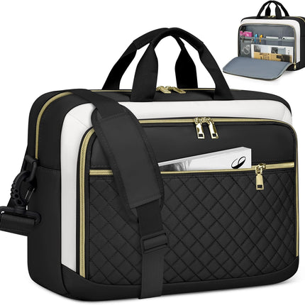 NEWHEY Tas voor 17,3 inch laptop, dames-werktas, waterdicht, grote tas, schoudertas, aktetas, voor kantoor, universiteit, school