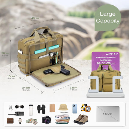 SPAHER Aktetas Heren Werktas Heren Laptoptas 14/15.6/17.3 Inch Zakelijk Tactische Tas Militaire Tas Schoudertas Messenger Bag Heren Cadeau voor Dames Heren