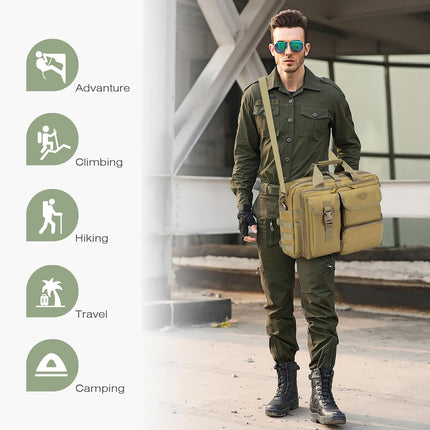 SPAHER Aktetas Heren Werktas Heren Laptoptas 14/15.6/17.3 Inch Zakelijk Tactische Tas Militaire Tas Schoudertas Messenger Bag Heren Cadeau voor Dames Heren