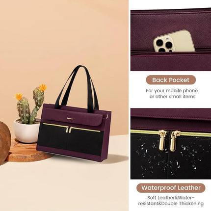 LOVEVOOK Laptoptassen voor vrouwen dames werktassen grote draagtas met laptopvak designer handtas stijlvolle PU-lederen aktetas voor school schoudertas voor kantoor en bedrijf