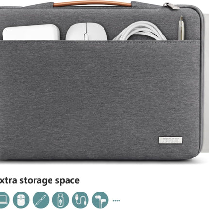 Sierra Laptop Hoes Sleeve Draagtas voor 15,6 Inch HP Lenovo Acer Dell Samsung notebook, MacBook Pro 16 Inch Cover met Intrekbare Handgreep, Donker grijs