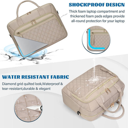 RAINSMORE Laptoptas 17,3 inch aktetas voor vrouwen grote laptoptas computertas voor zakelijk kantoor