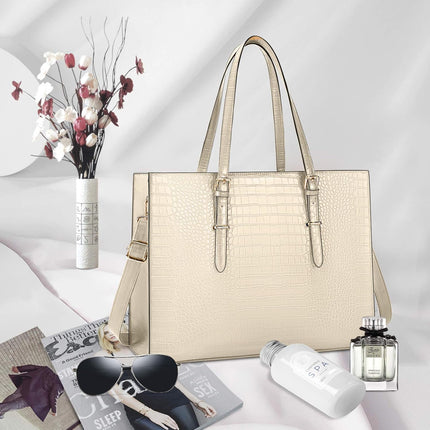 Lubardy Laptoptassen voor vrouwen, boodschappentas, 15.6 inch lederen grote dameshandtas, werktas, designer zaken-, schouder-, winkel- of kantoortas