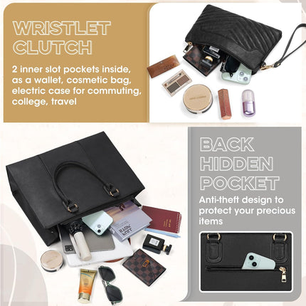 NEWHEY Laptoptassen voor vrouwen 15,6 inch laptop draagtas voor kantoor